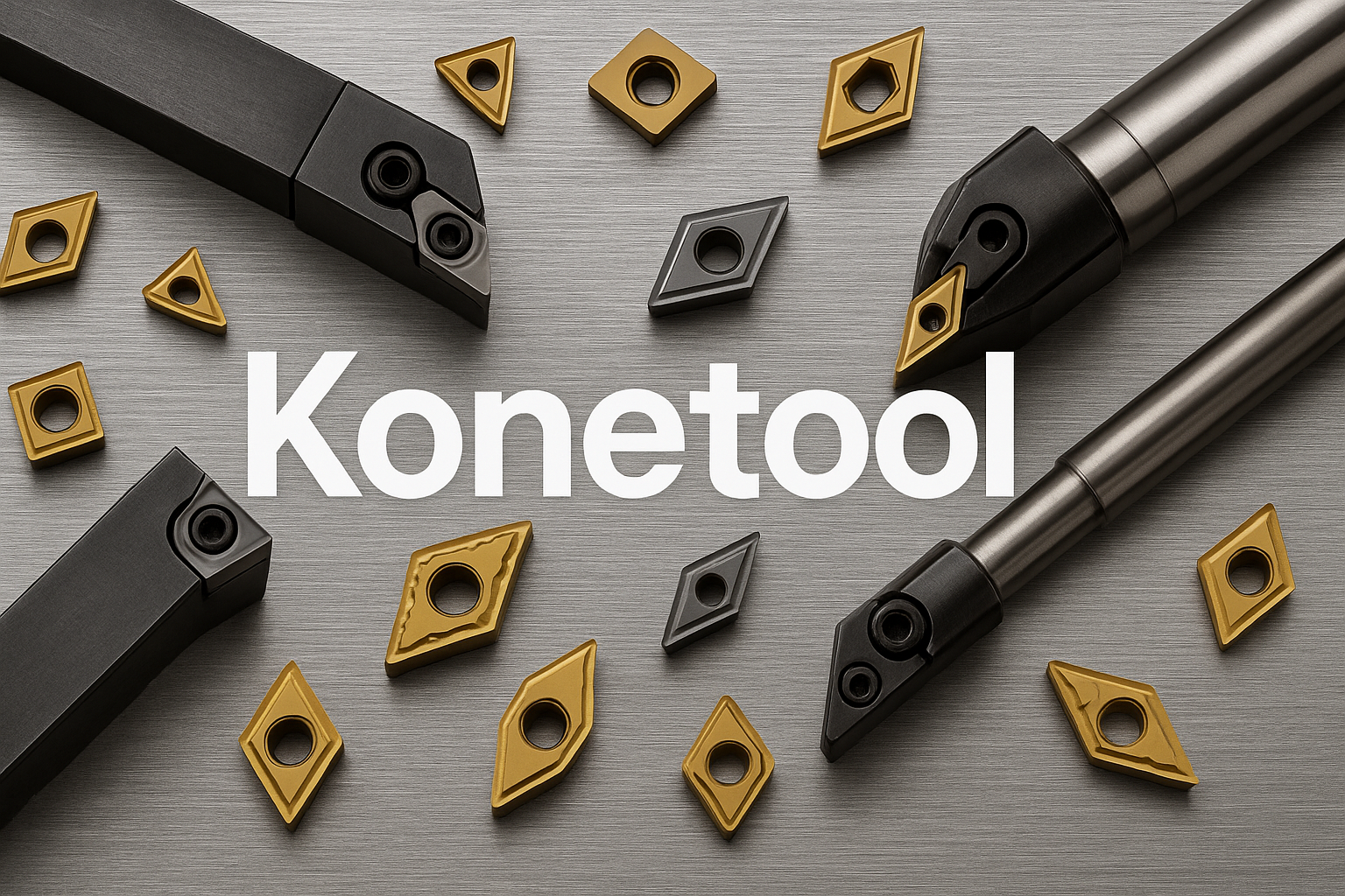 背景是CNC车刀，中心是Konetool字样，给我一张banner